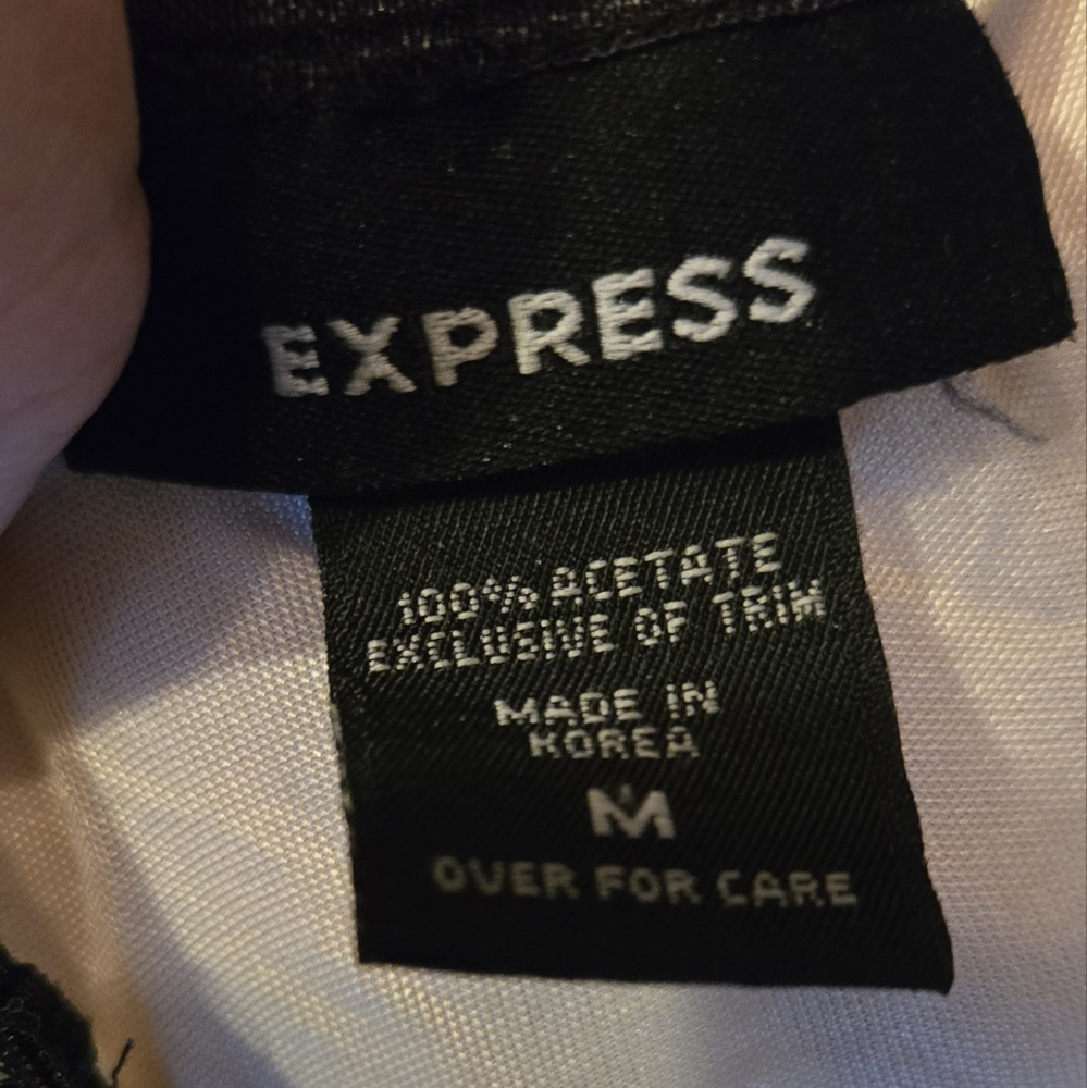Express Blush Pink Satin Camisole with Black Lace Trim - Picture 5 of 5
